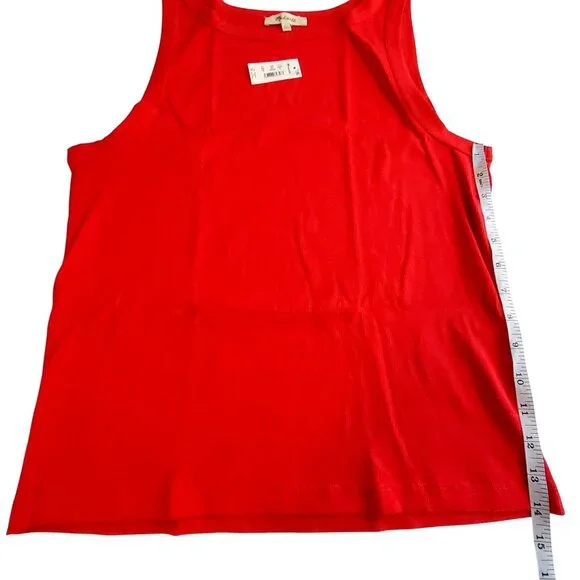 Madewell Womens Red Ribbed Tank Top Size  XL  Sleeveless Casual Lightweight - Picture 4 of 10